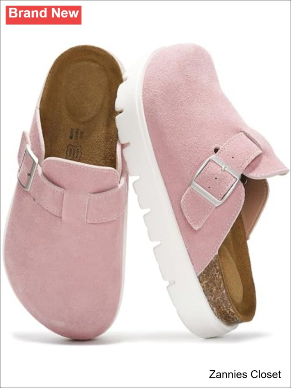 ✨Genuine Leather Platform Clogs for Women Cork Footbed Slip On Casual Shoes